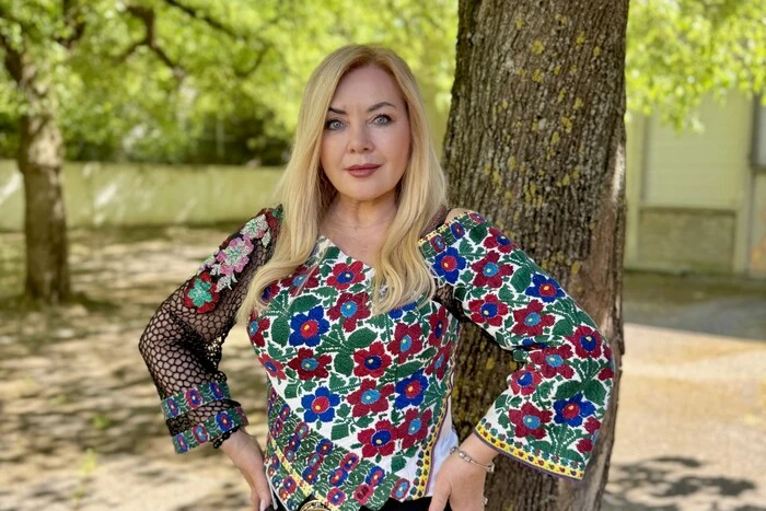 67-year-old Oksana Bilozir surprised with a photo in a vyshyvanka